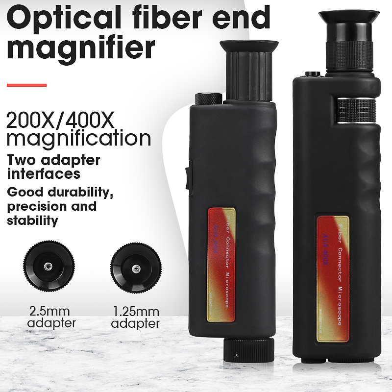 Optical Fiber End Face Magnifier Handheld 200X/400X Multiples Fiber Inspection Microscope