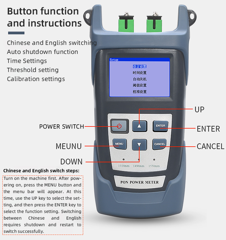 PON Power Meter APC Connector High Quality 2-year warranty Replace New One Only