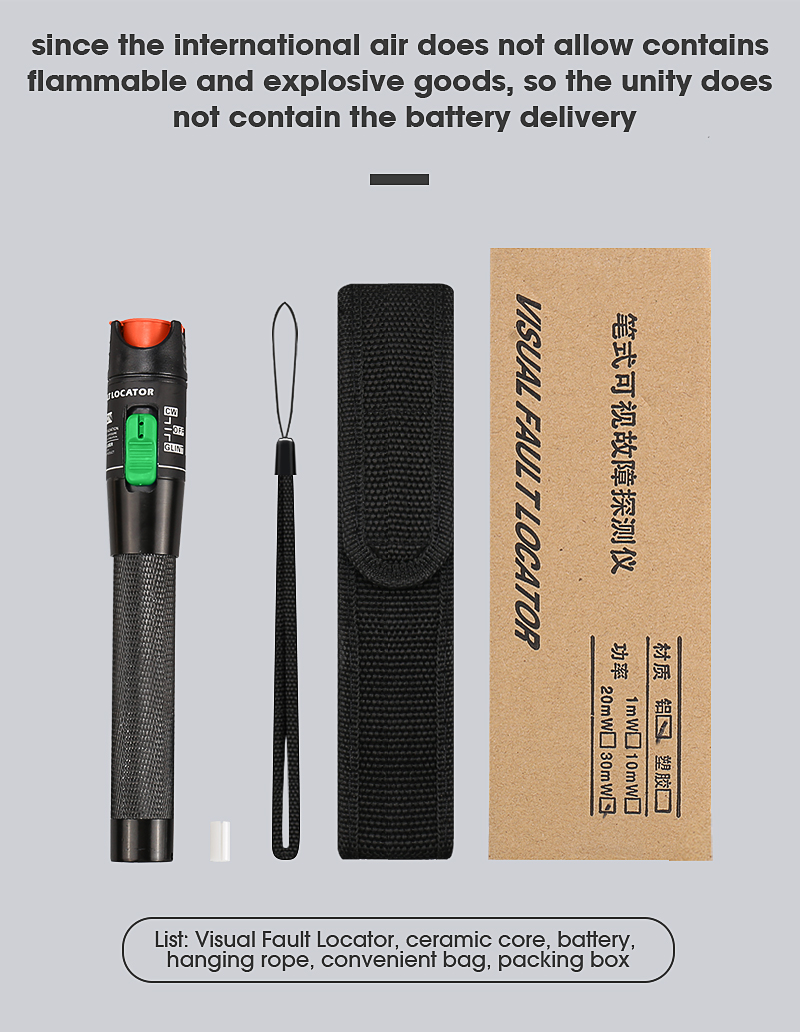 Visual Fault Locator Laser 5KM/10MW/20MW/30MW Fiber Optic Cable Tester 1-30km Range SC/FC/ST interface VFL FTTH Tools